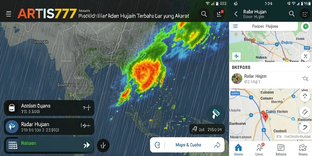 Antarmuka aplikasi ARTIS777 menampilkan radar hujan secara jelas.