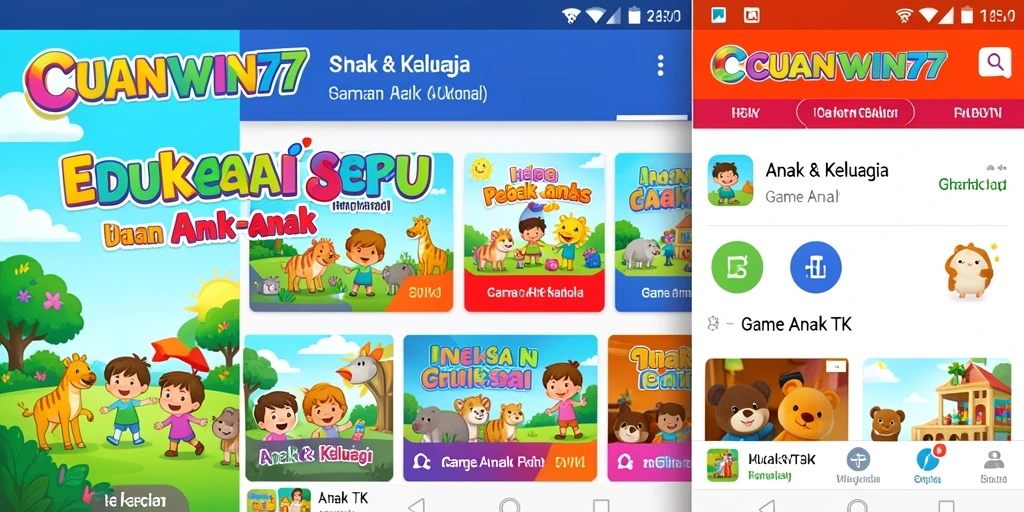 Tampilan antarmuka menarik dari aplikasi CUANWIN77 untuk anak-anak.