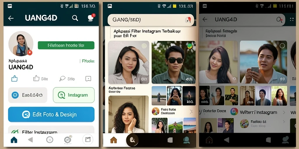 Tampilan antarmuka UANG4D dengan berbagai pilihan filter Instagram.