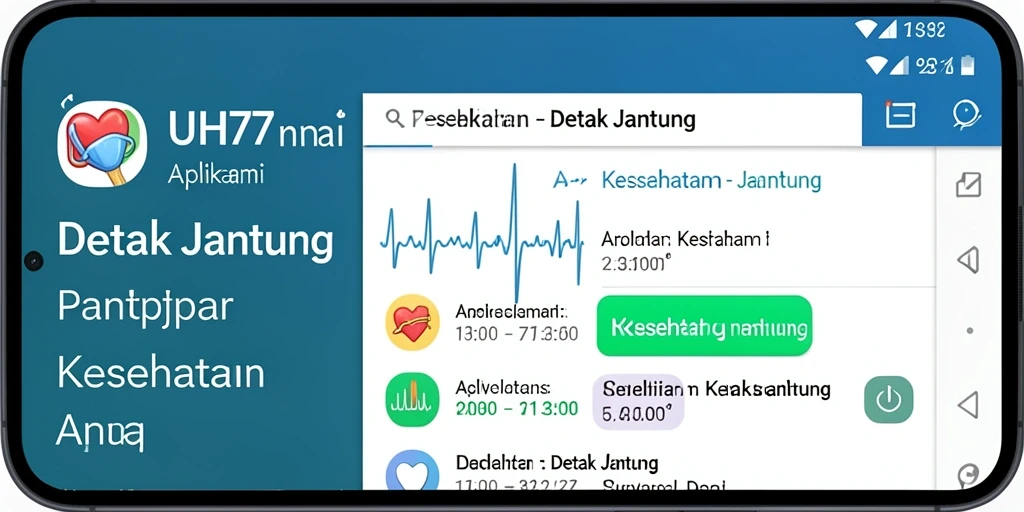 Tampilan antarmuka UH77 dengan fitur pemantauan Detak Jantung.
