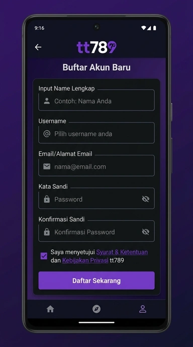 Panduan Registrasi Akun Baru tt789 untuk Pengguna Android